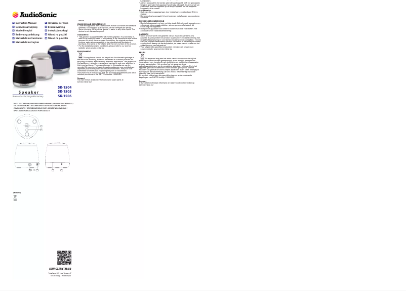 Imagen de la primera página del manual del dispositivo SK-1505