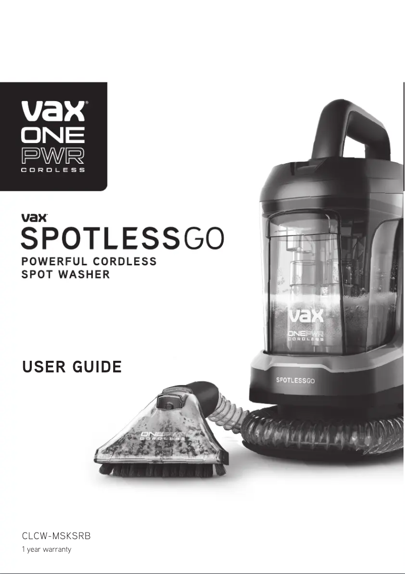 Página 1 del manual Manual de usuario Vax ONEPWR SpotlessGo CLSW-SGKS