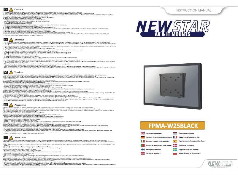Page 1 de la notice Manuel utilisateur Newstar FPMA-W25BLACK