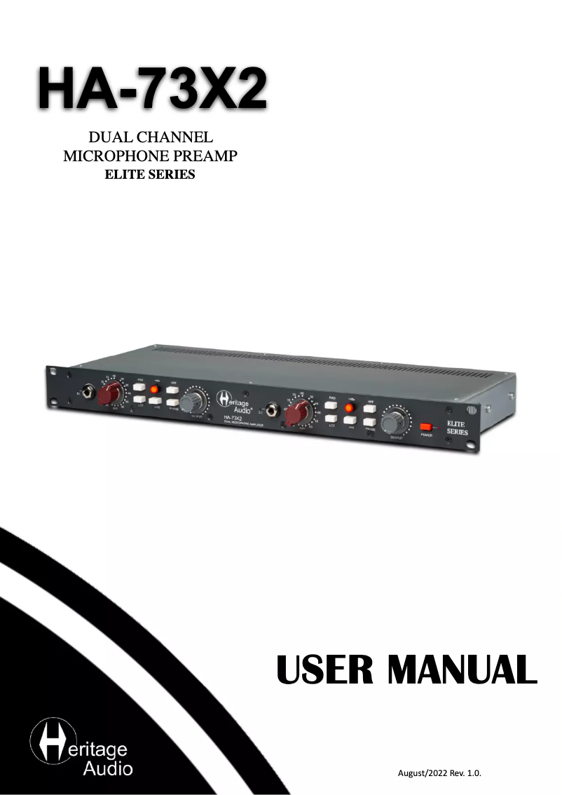 Image de la première page du manuel de l'appareil Elite Series HA-73X2