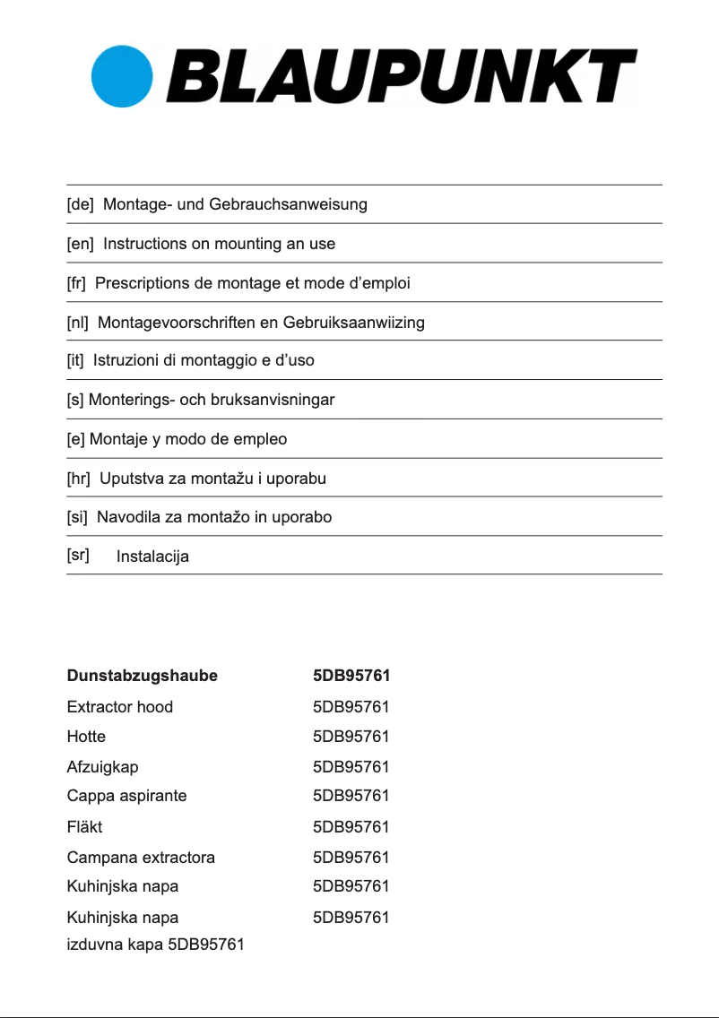 Página 1 del manual Manual de usuario Blaupunkt 5DB95761