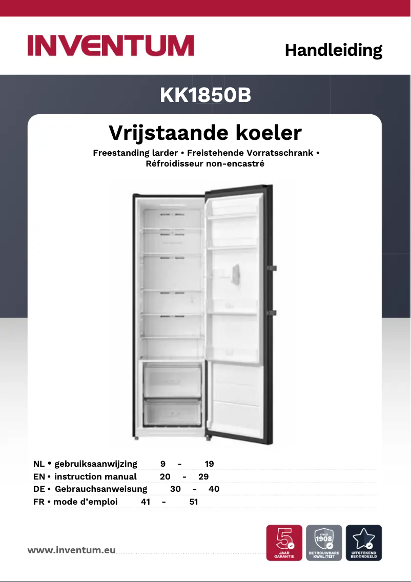 Page n°1 - Manuel utilisateur Inventum KK1850B