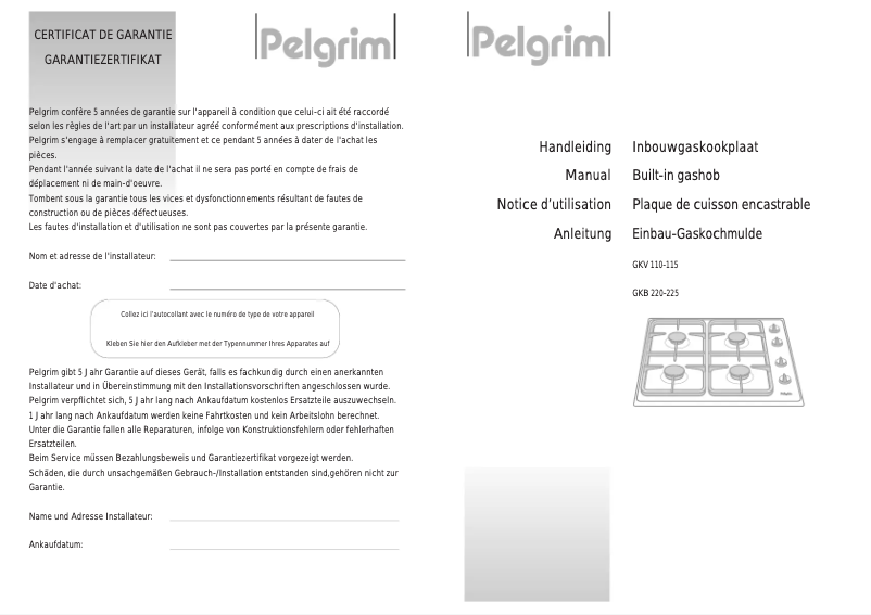 Página 1 del manual Manual de usuario Pelgrim GKV 115