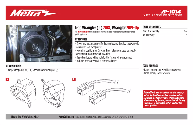 Page n°1 - Guide d'installation Metra JP-1014