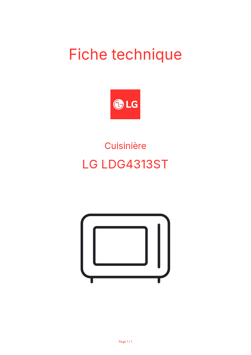 Page n°1 - Fiche technique LG LDG4313ST