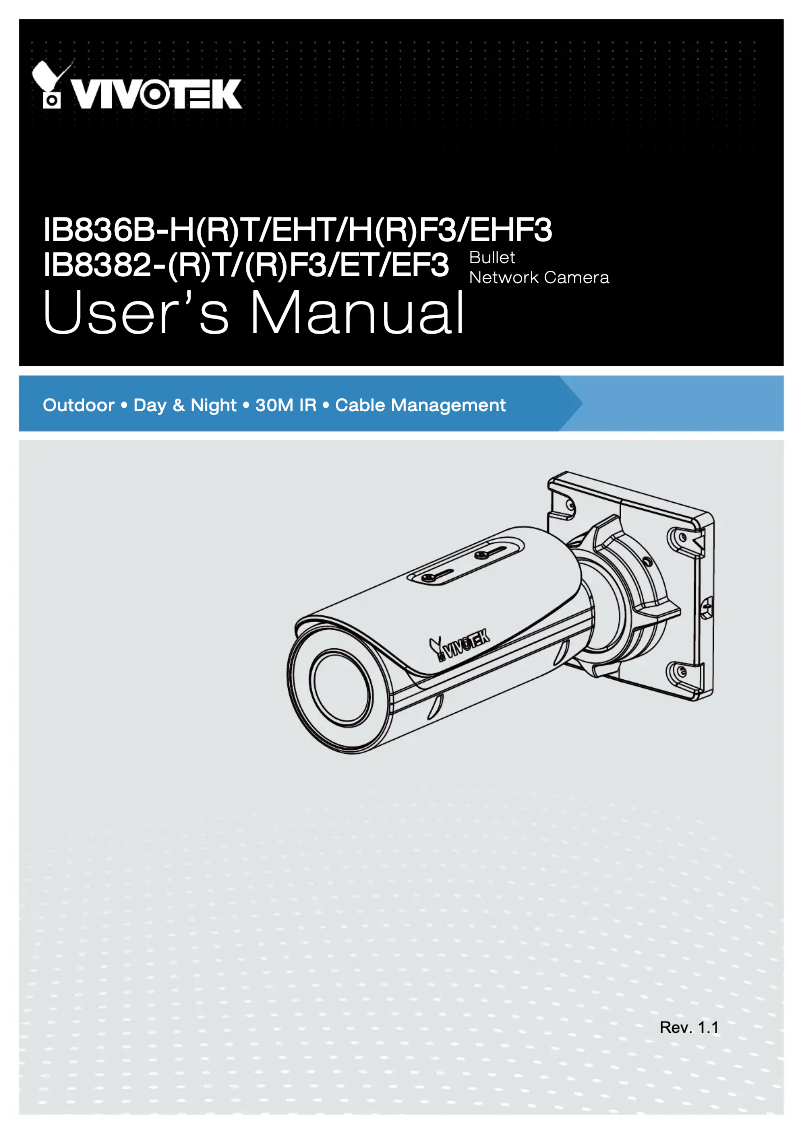 Page 1 de la notice Manuel utilisateur Vivotek IB836B-HF3