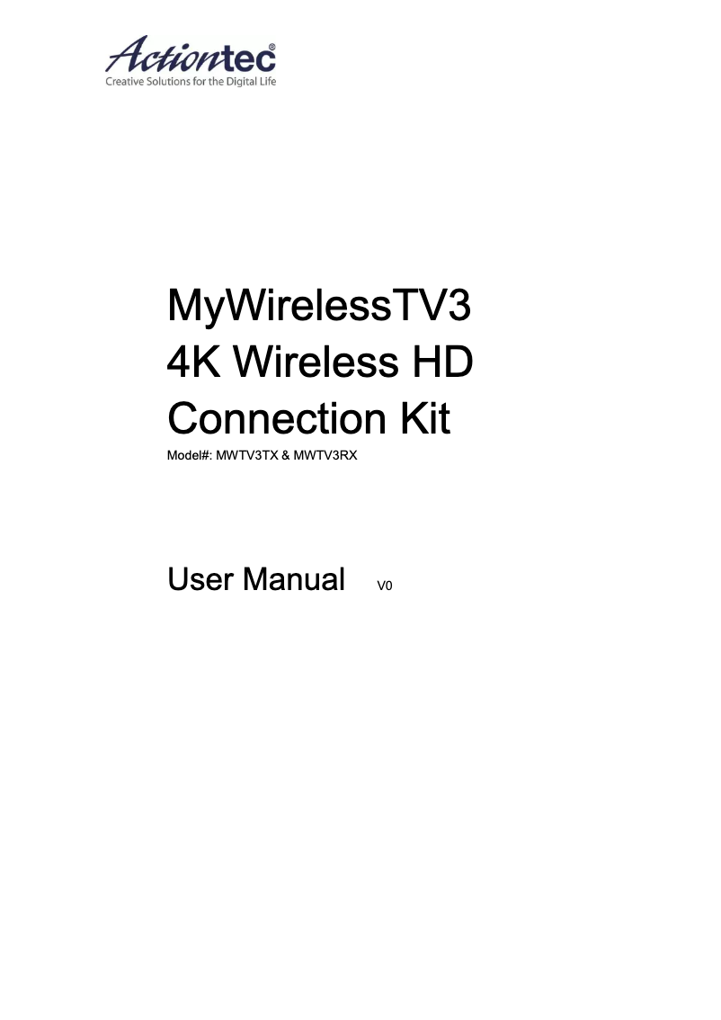 Page 1 de la notice Manuel utilisateur Actiontec MyWirelessTV3