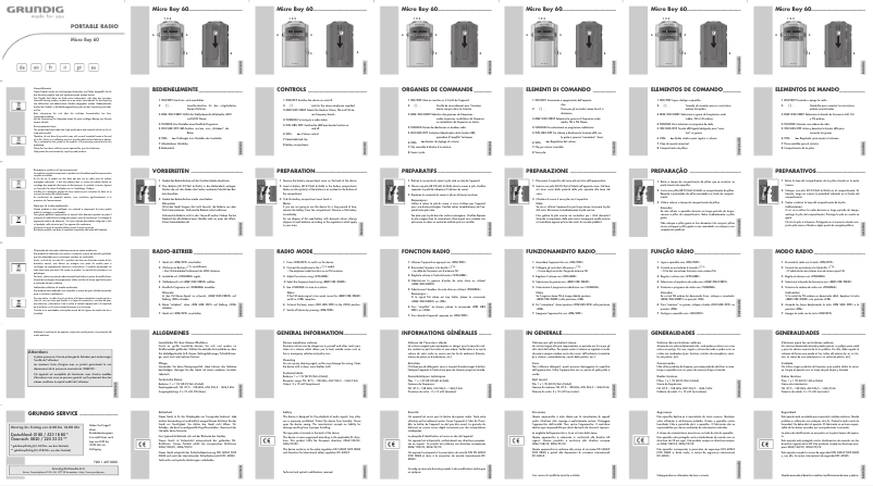 Page n°1 - Manuel utilisateur Grundig Micro Boy 60