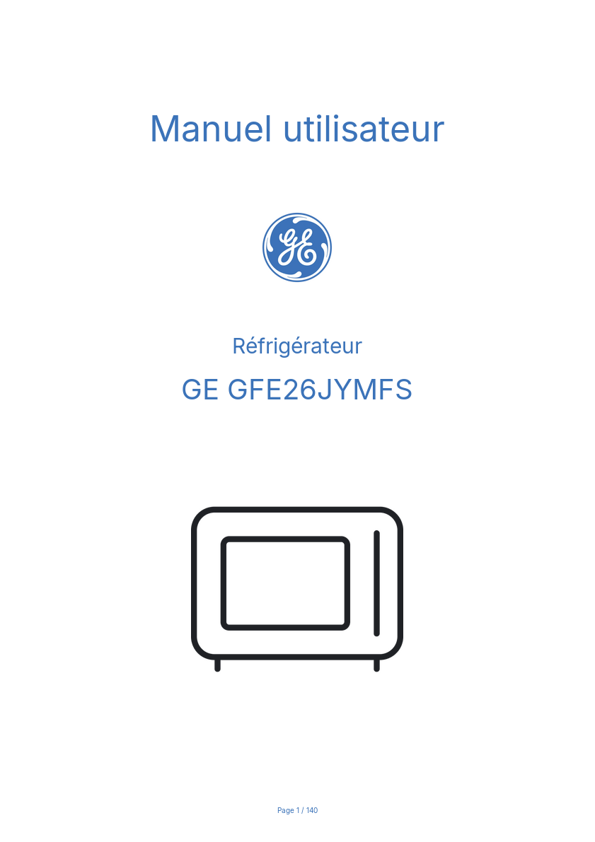Image de la première page du manuel de l'appareil GFE26JYMFS