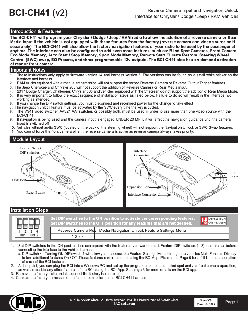 Page 1 de la notice Manuel utilisateur PAC BCI-CH41