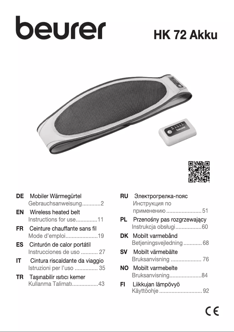 Page 1 de la notice Manuel utilisateur Beurer HK 72