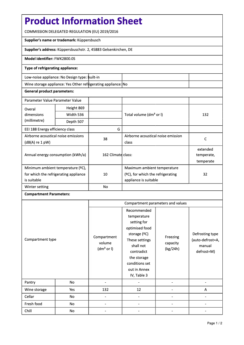 Image de la première page du manuel de l'appareil FWK2800.0S