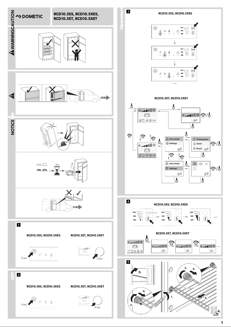 Page 1 de la notice Guide de démarrage rapide Dometic RCD 10.5XT