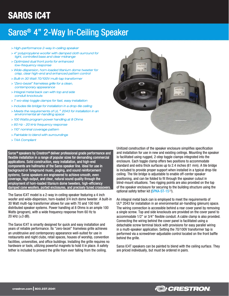 Image de la première page du manuel de l'appareil SAROS IC4T-W
