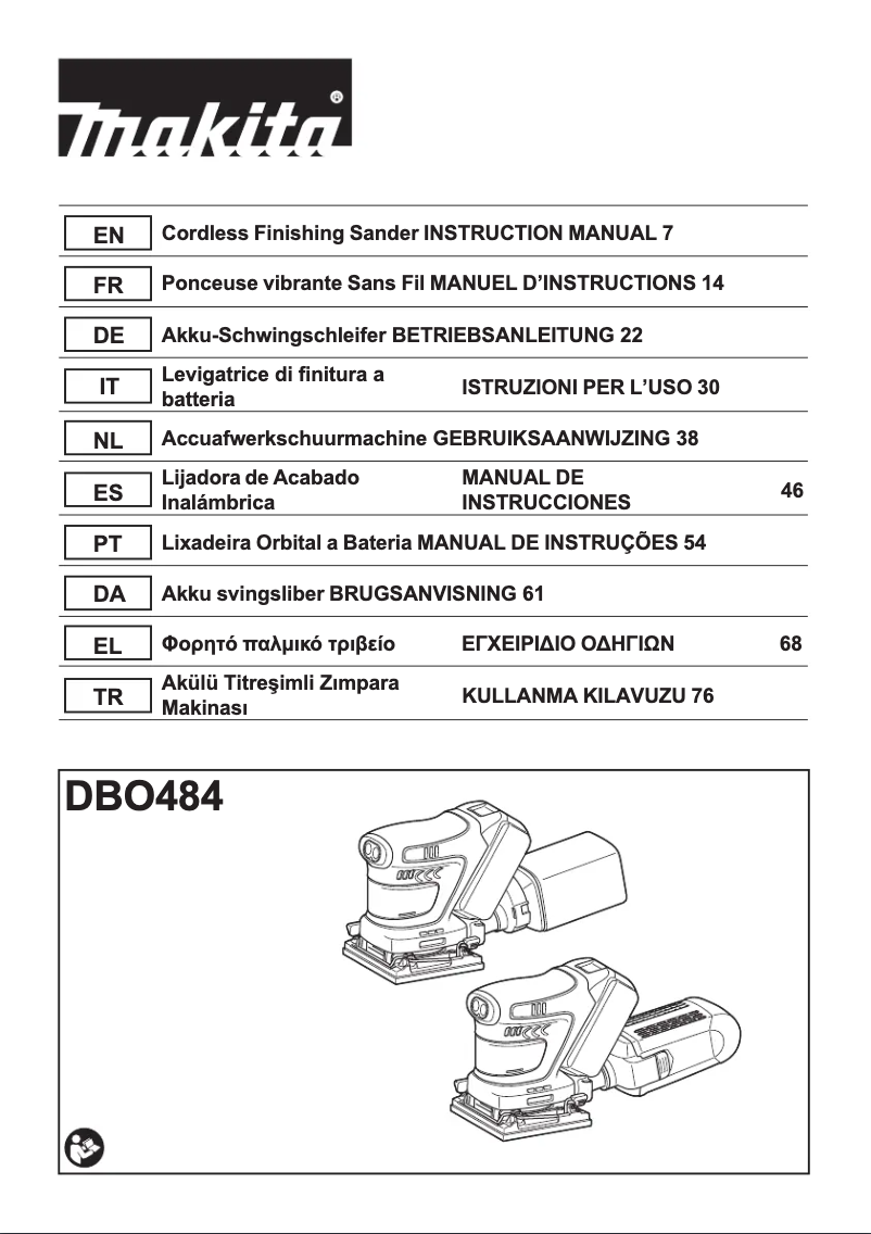 Page 1 de la notice Manuel utilisateur Makita DBO484
