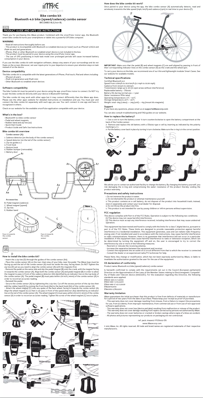 Page 1 de la notice Manuel utilisateur iMaze Bike Combo Kit