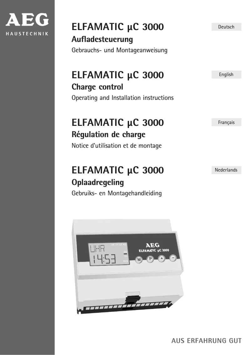 Page 1 de la notice Manuel utilisateur AEG ELFAMATIC uC 3000