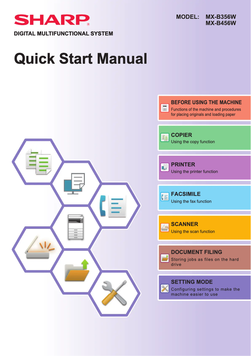 Page n°1 - Guide de démarrage rapide Sharp MX-B456W