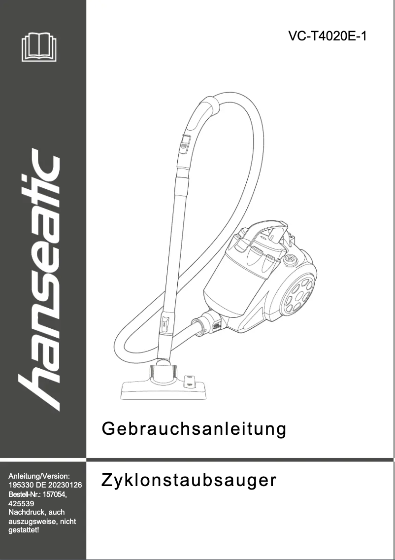 Página 1 del manual Manual de usuario Hanseatic VC-T4020ES-2