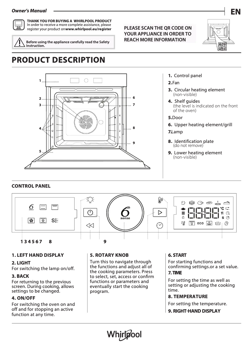Page 1 de la notice Guide d'installation Whirlpool WOI4S8HM2SBA
