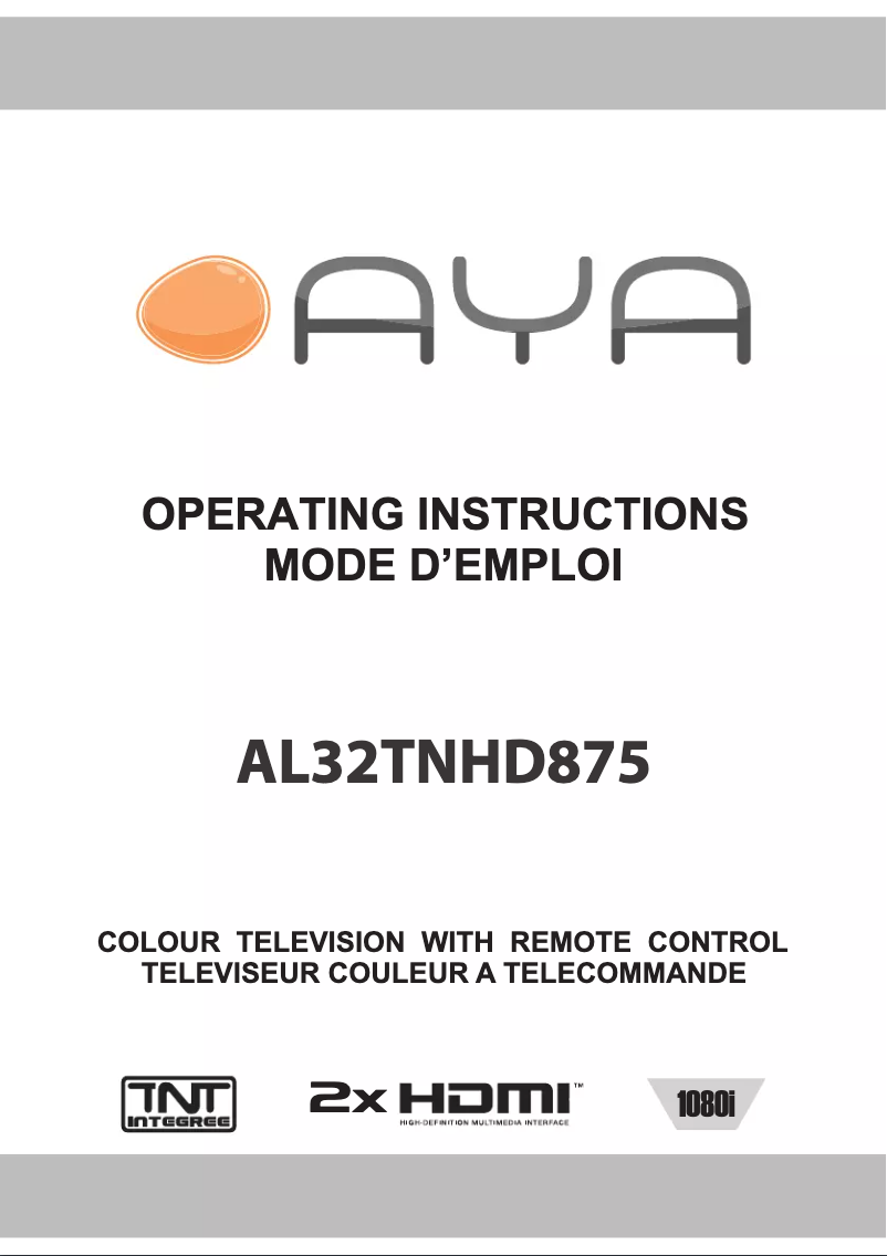 Page n°1 - Manuel utilisateur AYA AL32TNHD875