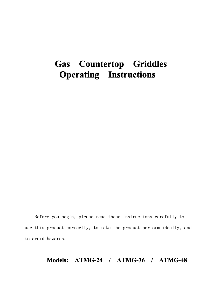 Page 1 de la notice Manuel utilisateur Atosa CookRite ATMG-36