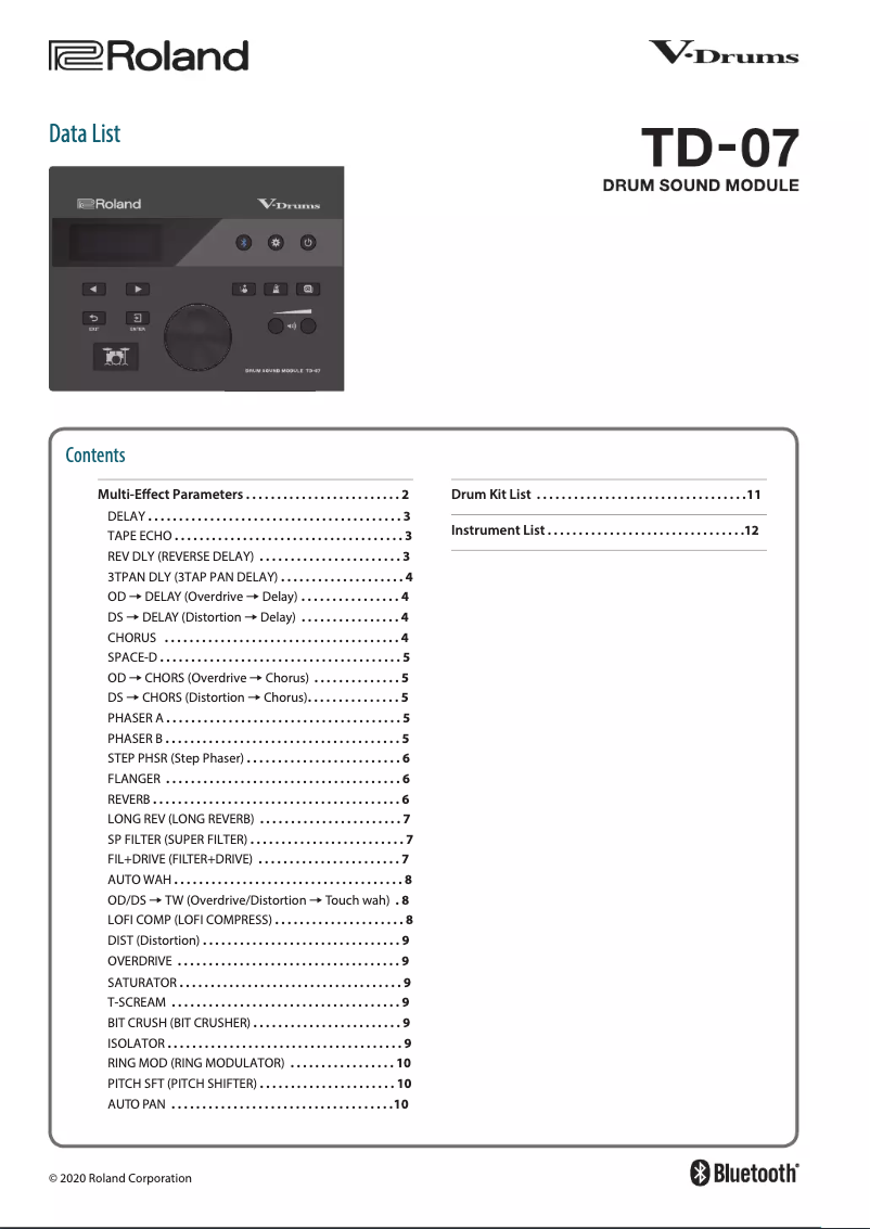 Page n°1 - Fiche technique Roland TD-07DMK