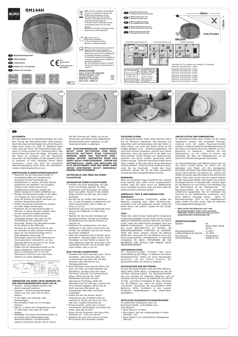 Imagen de la primera página del manual del dispositivo RM144H