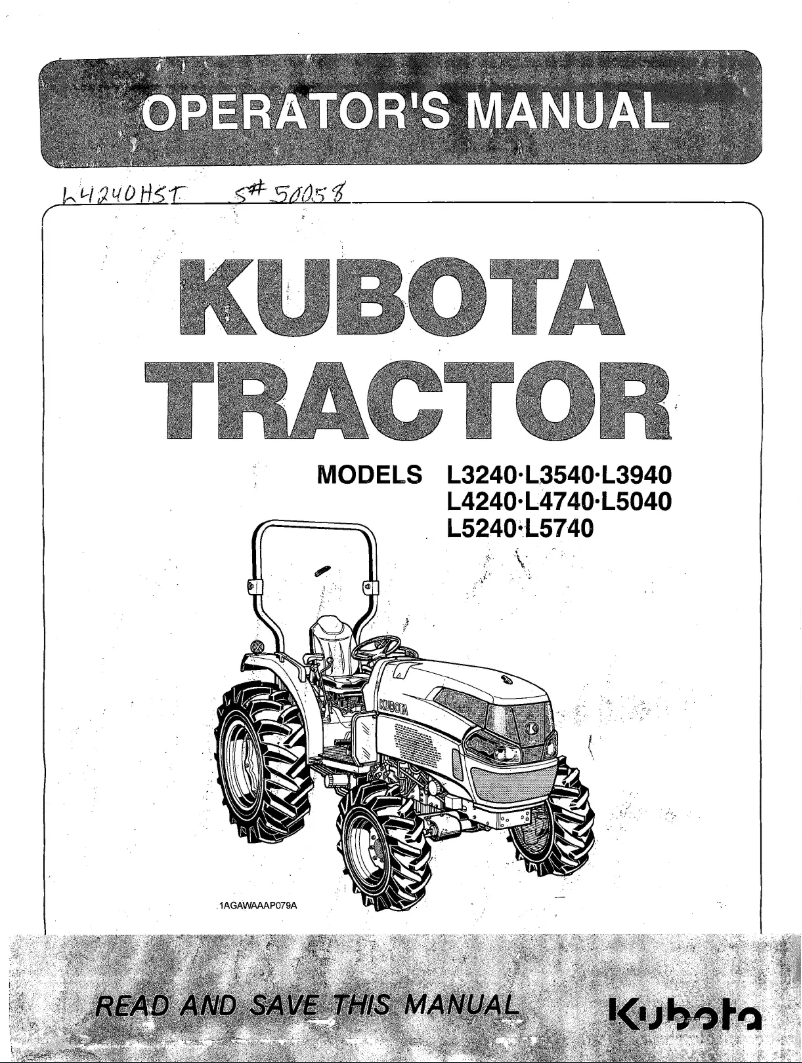 Page 1 de la notice Manuel utilisateur Kubota L5240