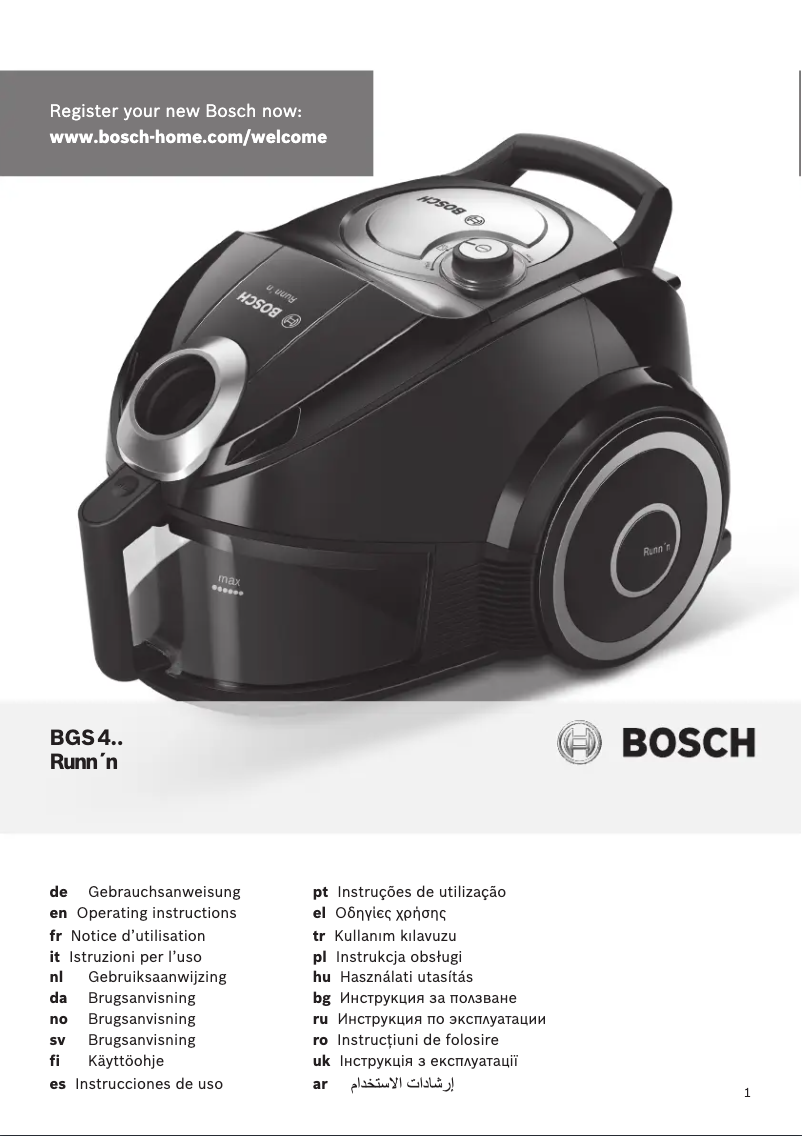 Page 1 de la notice Manuel utilisateur Bosch BGS41266