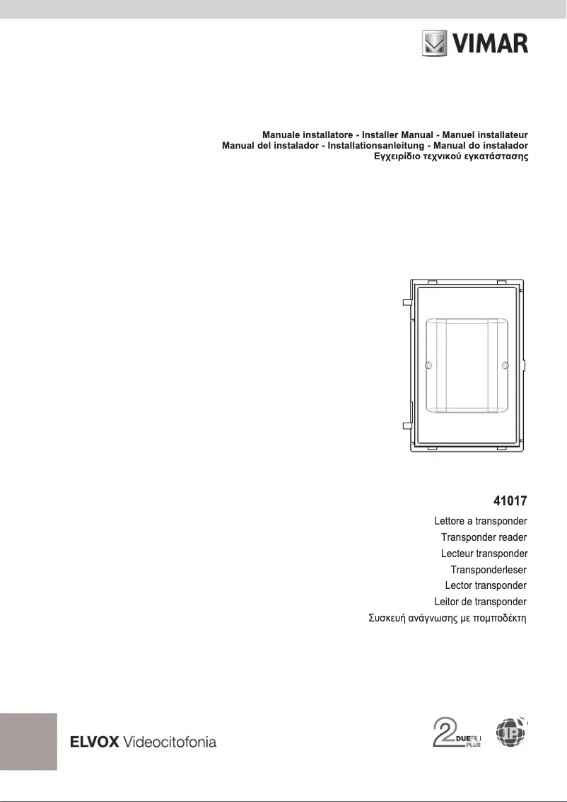 Page 1 de la notice Manuel utilisateur Vimar ELVOX 41017