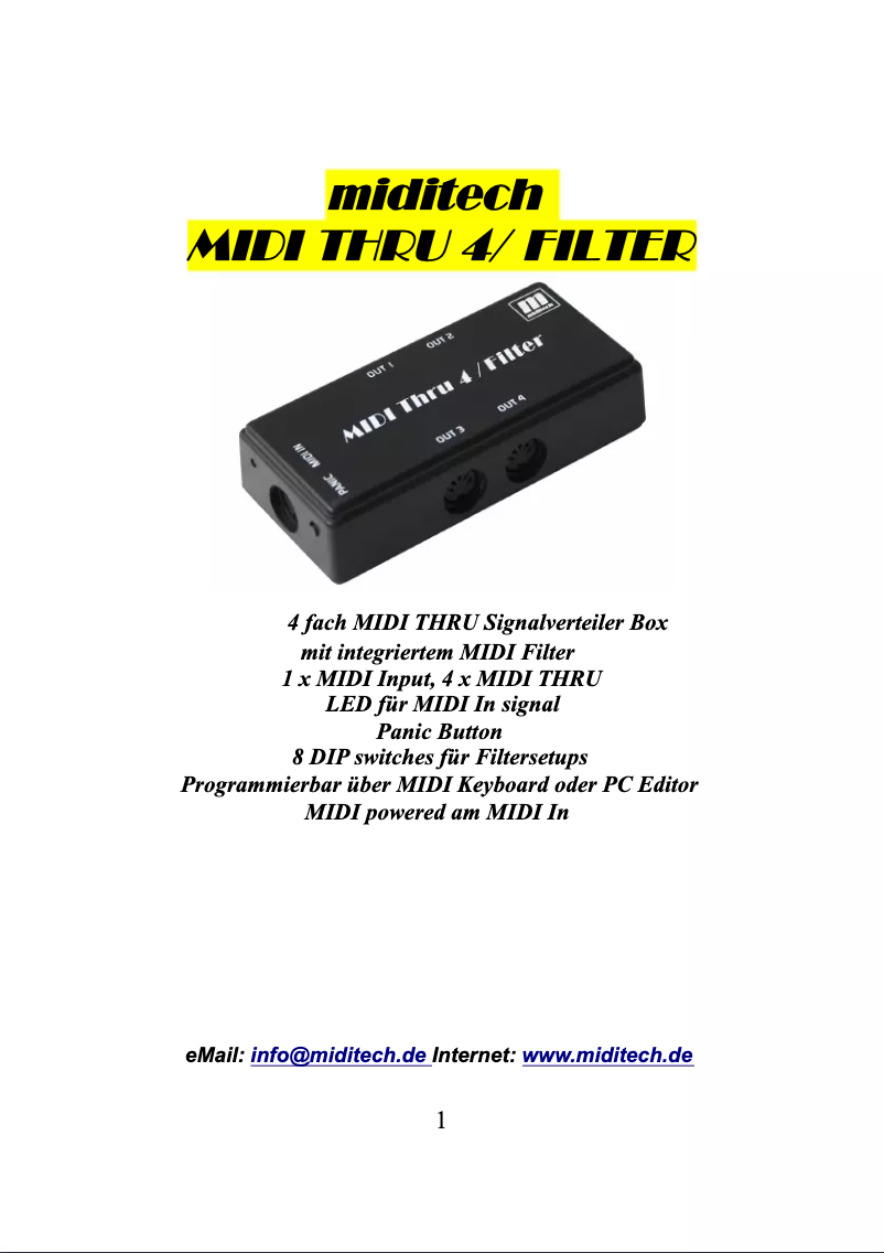 Image de la première page du manuel de l'appareil Midi Thru 4/Filter
