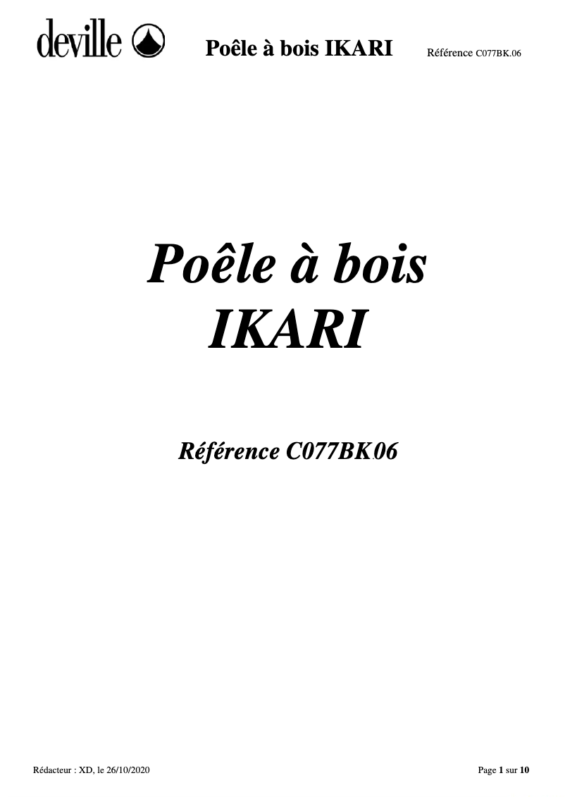 Page 1 de la notice Manuel utilisateur Deville IKARI