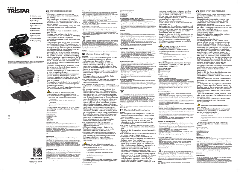 Page n°1 - Manuel utilisateur TriStar WF-1166