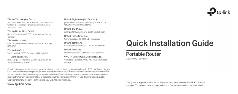 Page 1 de la notice Manuel utilisateur TP-Link TL-WR702N