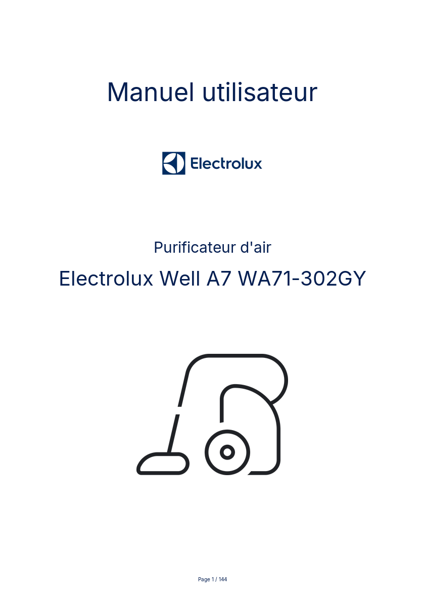 Page n°1 - Manuel utilisateur Electrolux Well A7 WA71-302GY
