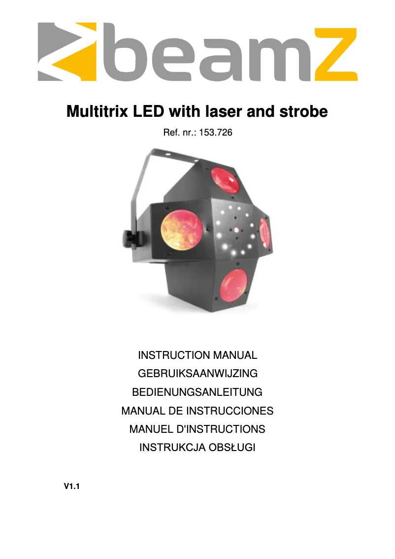 Page 1 de la notice Manuel utilisateur BeamZ MultiTrix 153.725