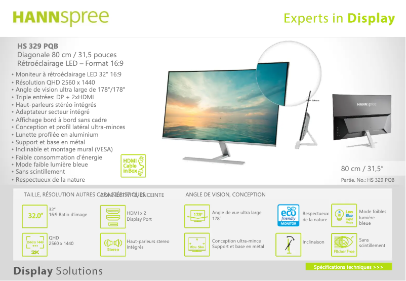 Page 1 de la notice Manuel utilisateur Hannspree HS 329 PQB