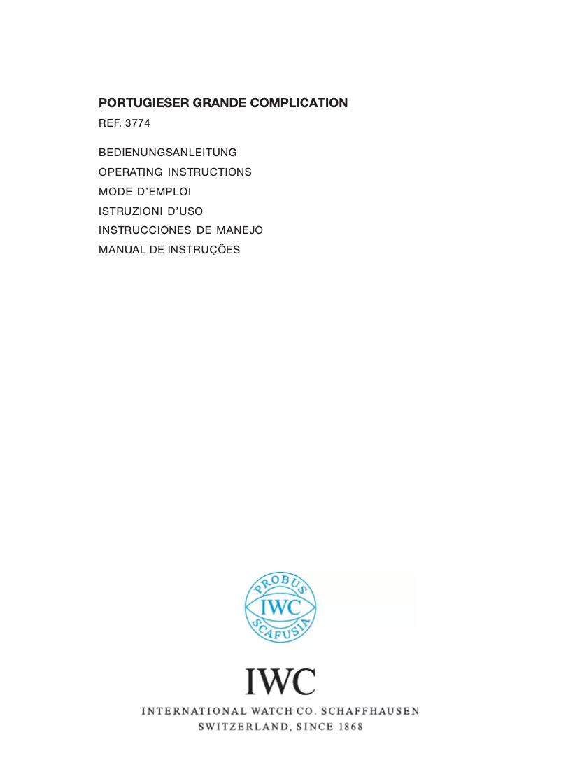 Image de la première page du manuel de l'appareil Portuguese Grande Complication 3774