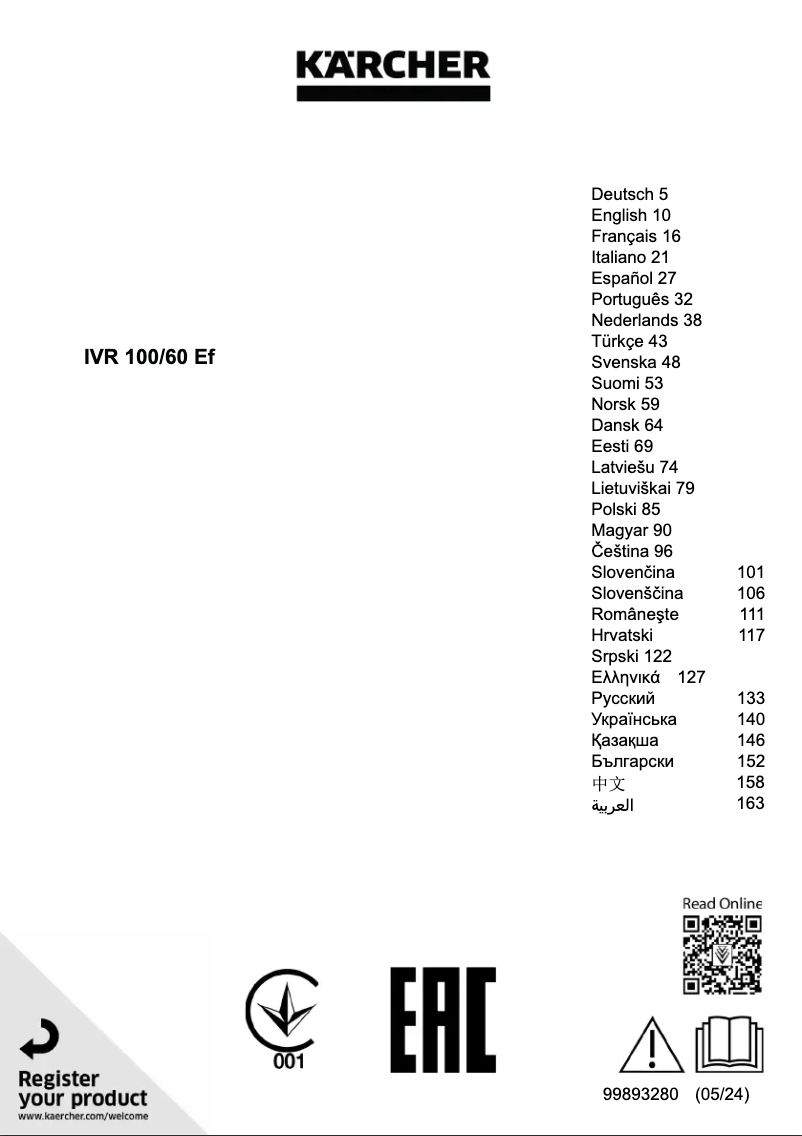 Page n°1 - Manuel utilisateur Kärcher IVR 100/60 Ef