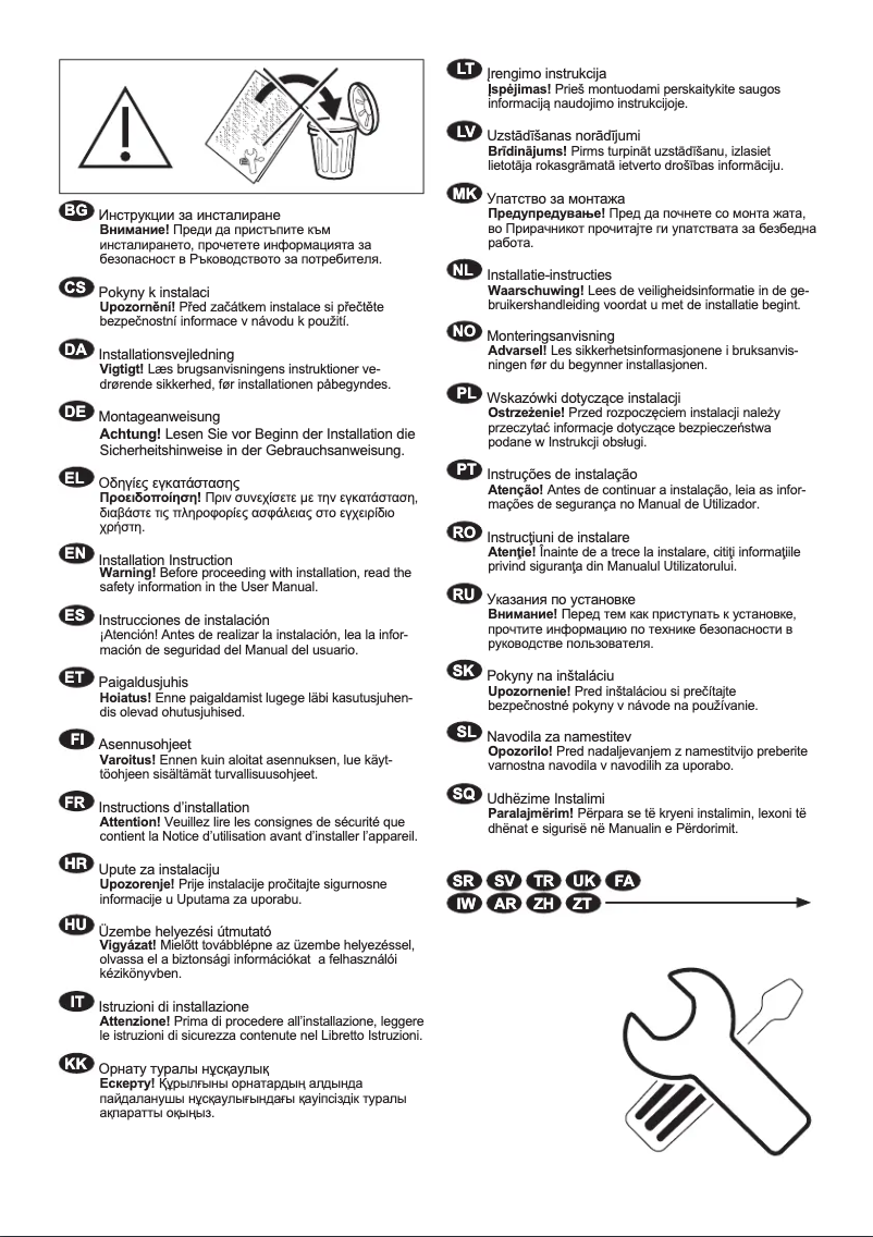 Page 1 de la notice Guide d'installation AEG LF61R842