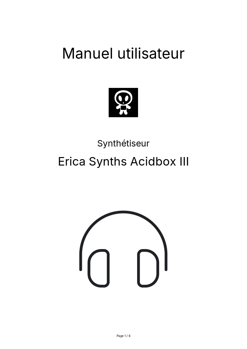 Page n°1 - Manuel utilisateur Erica Synths Acidbox III