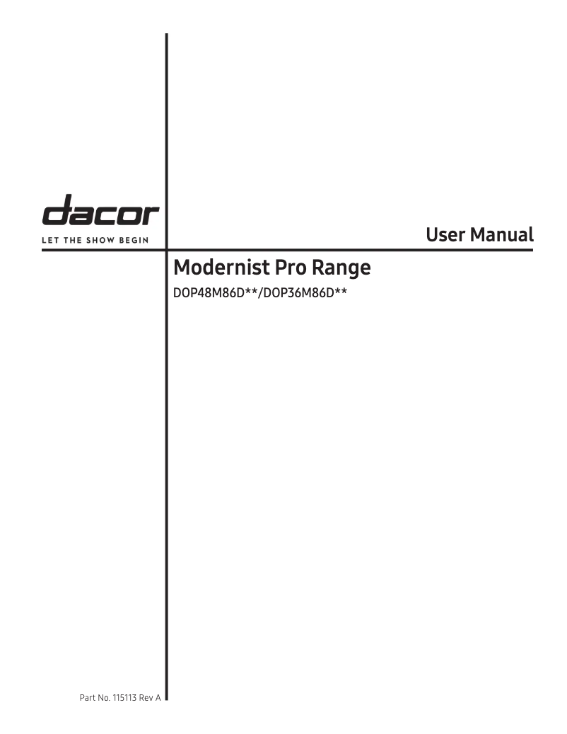 Page n°1 - Manuel utilisateur Dacor DOP48M86DLM