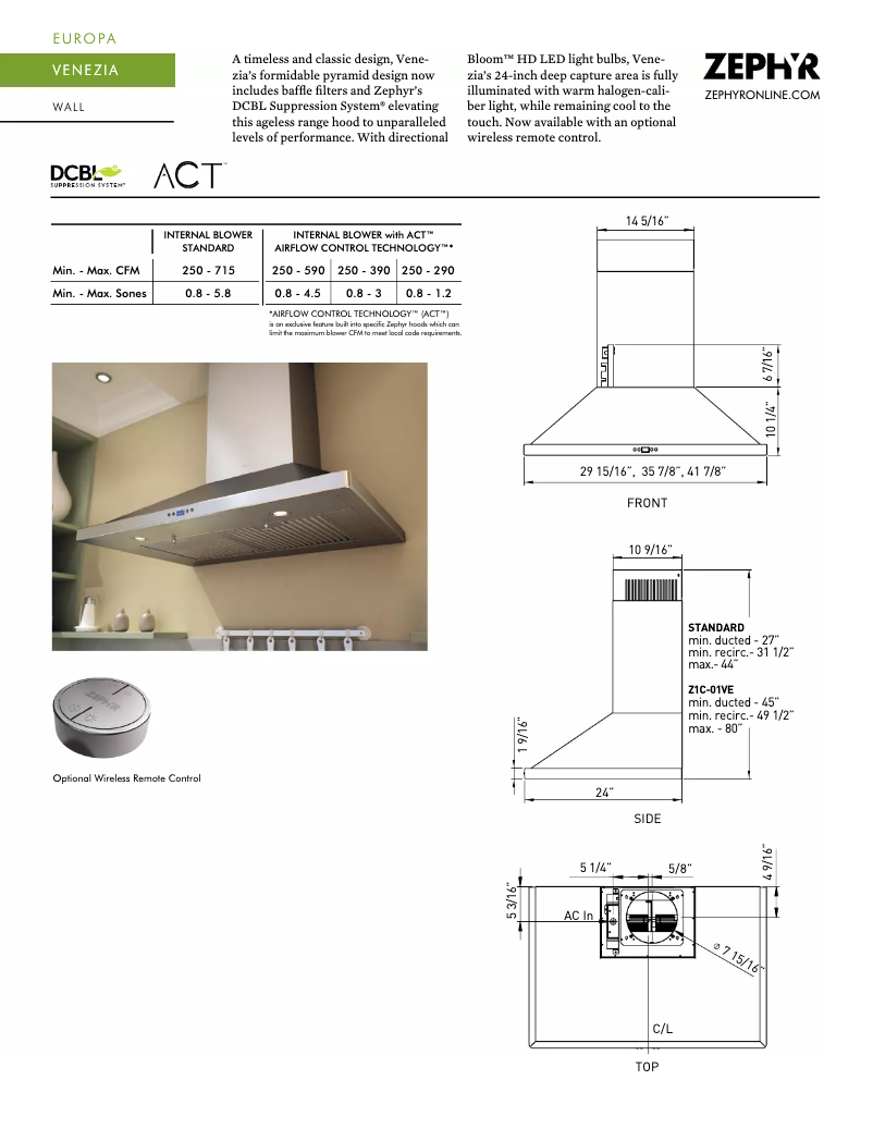 Image de la première page du manuel de l'appareil Venezia ZVE-E36CS