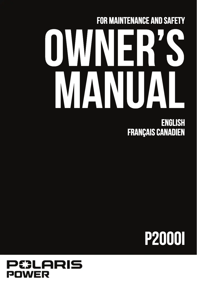 Page n°1 - Manuel utilisateur Polaris P2000i (2020)