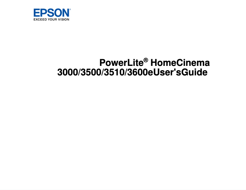 Page 1 de la notice Manuel utilisateur Epson PowerLite Home Cinema 3000