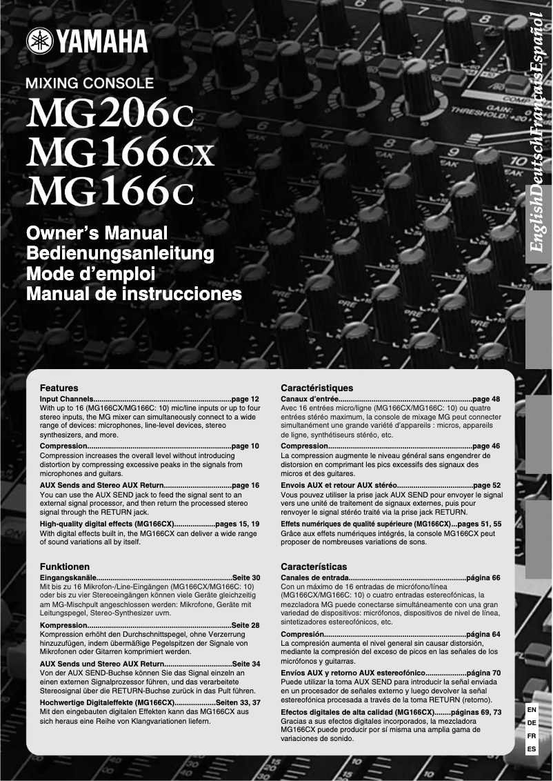 Página 1 del manual Manual de usuario Yamaha MG166CX