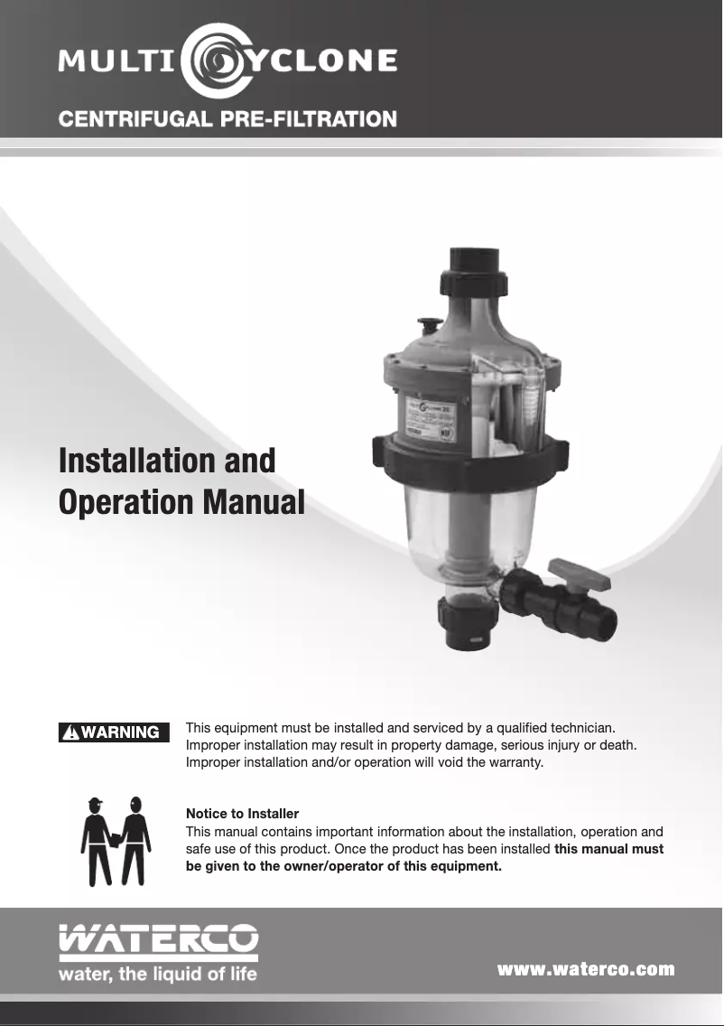 Page 1 de la notice Manuel utilisateur Waterco MultiCyclone 16