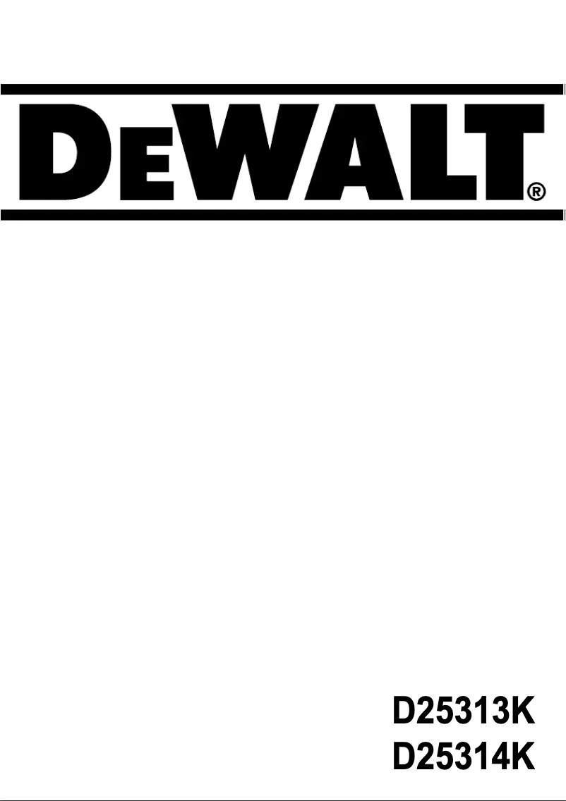 Page 1 de la notice Manuel utilisateur DeWalt D25314K