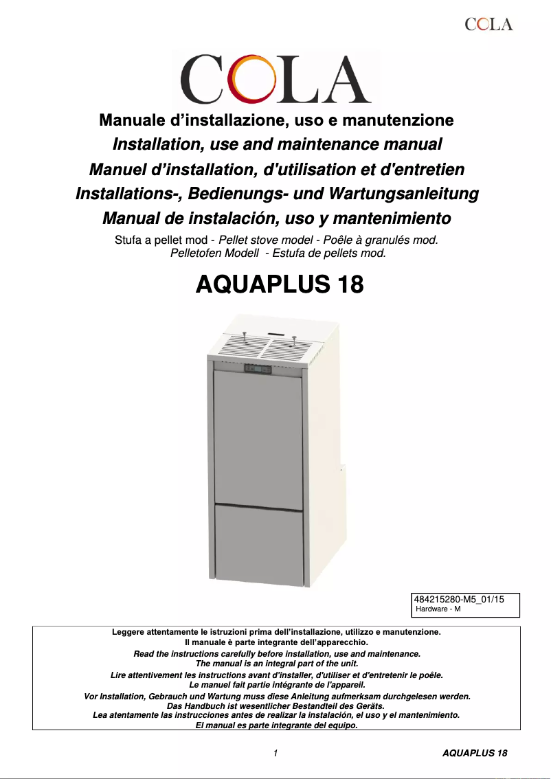 Page n°1 - Manuel utilisateur Cola Aqua Plus 18